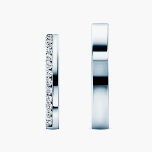 Obrączki Dream: białe złoto, diamenty laboratoryjne, płaskie, 3 mm
